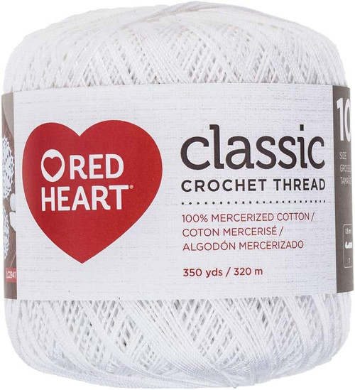 3 Pack - Red Heart Classic Crochet Thread Size 10-White - 144-201 - 073650810473