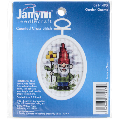 6 Pack - Janlynn Mini Counted Cross Stitch Kit 2.75" Oval-Gnome (18 Count) - 21-1495 - 049489002914