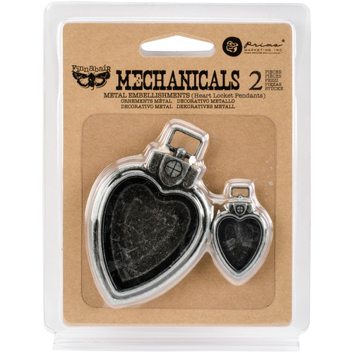 2 Pack Finnabair Mechanicals Metal Embellishments-Heart Locket Pendants 2/Pkg -963286 - 655350963286