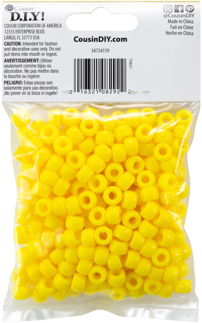 6 Pack - CousinDIY Fun Pack Acrylic Pony Beads 250/Pkg-Yellow - 5A002F6V-34119 6 Pack - CousinDIY Fun Pack Acrylic Pony Beads 250/Pkg-Yellow - 5A002F6V-34119