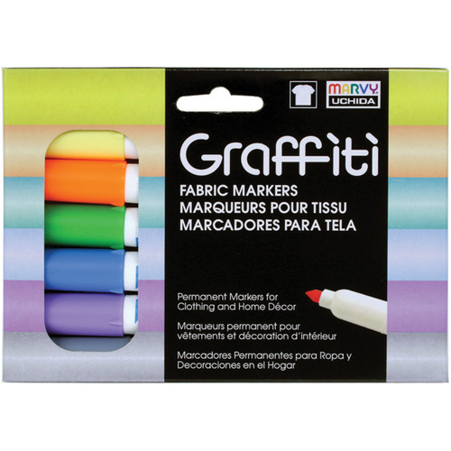 3 Pack - Uchida Graffiti Fabric Markers 6/Pkg-Pastels - 560-6P - 028617552163