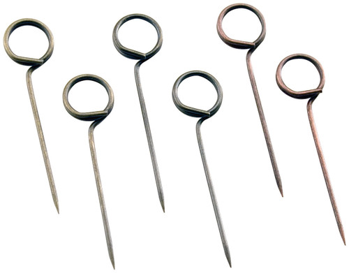 3 Pack Idea-Ology Metal Memo Pins 1.5" 30/Pkg-Antique Nickel, Brass & Copper TH92833