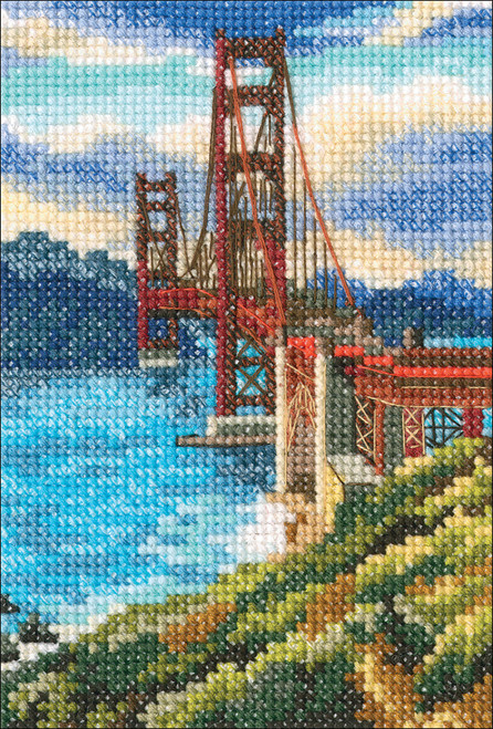 RTO Counted Cross Stitch Kit 3.5"x5.3"-Golden Gate Bridge (14 Count) C302 - 4603643216386