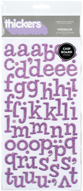 3 Pack American Crafts Chipboard Alphabet Stickers-Sprinkles-Lavender Glitter, 134/Pkg 42891 - 718813428910