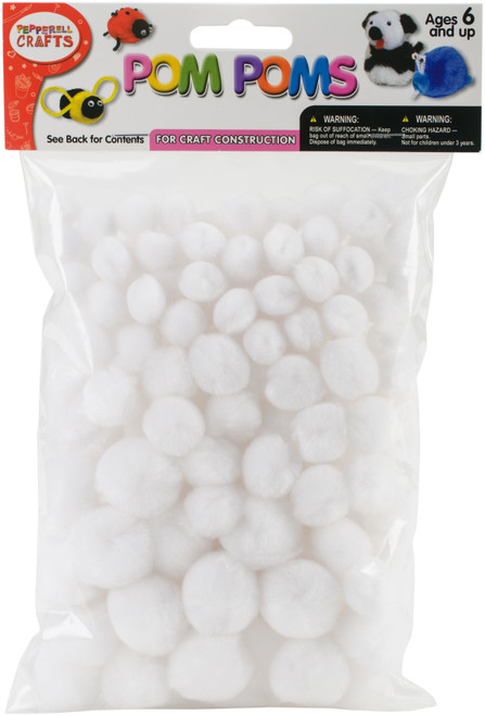6 Pack Pom-Pom Puffs Assorted 100/Pkg-White -PM100-1 - 725879818227