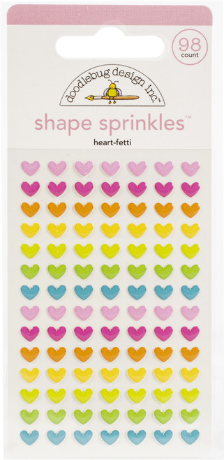 3 Pack Doodlebug Sprinkles Adhesive Enamel Shapes-Heart-Fetti, Hey Cupcake DS6621 - 842715066212