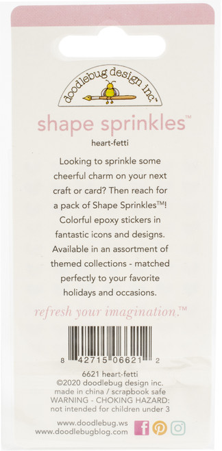 3 Pack - Doodlebug Sprinkles Adhesive Enamel Shapes-Heart-Fetti, Hey Cupcake - DS6621