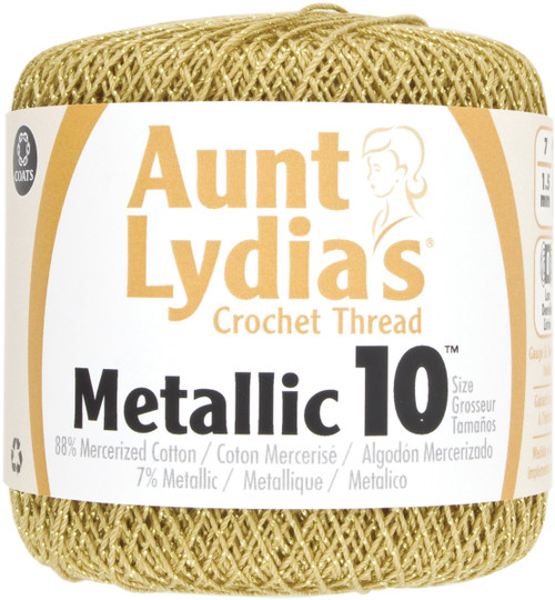 3 Pack Aunt Lydia's Metallic Crochet Thread Size 10-Gold & Gold 154M-0090G - 073650815683