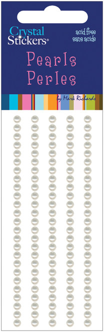 6 Pack Mark Richards Crystal Stickers Pearls 3mm Round 125/Pkg-Natural CSP3MM-1951 - 842672016596