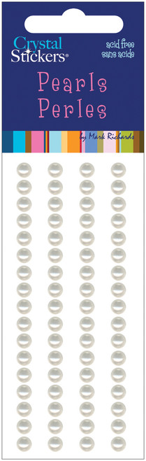 6 Pack Mark Richards Crystal Stickers Pearls 5mm Round 68/Pkg-Natural CSP5MM-1952 - 842672016602