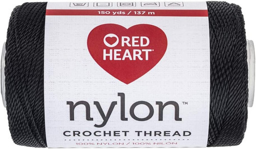 3 Pack Red Heart Nylon Crochet Thread Size 18-Black 138-19