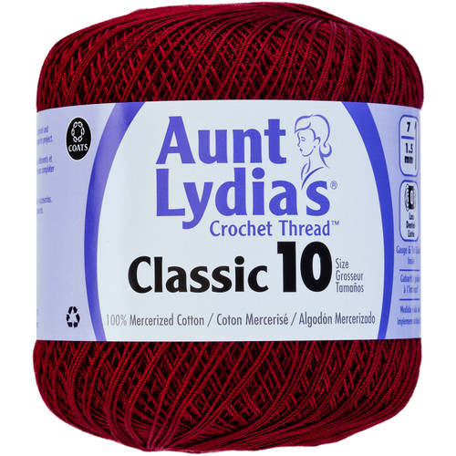 3 Pack Aunt Lydia's Classic Crochet Thread Size 10-Burgundy 154-492 - 073650908682