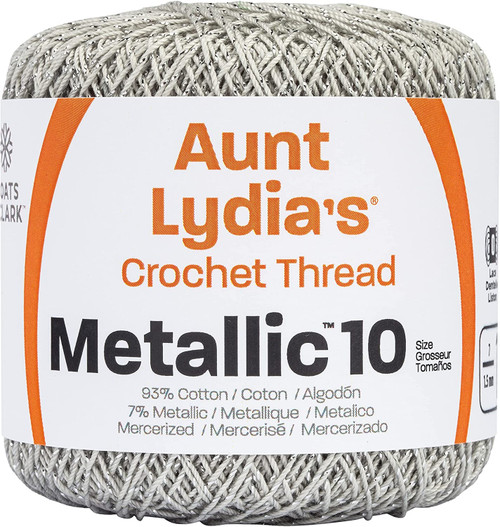 3 Pack Aunt Lydia's Metallic Crochet Thread Size 10-Silver & Silver 154M-0410S - 073650815690