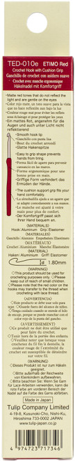 Tulip Etimo Red Crochet Hook W/ Cushion Grip-Size 1/1.80mm - TED-010E Tulip Etimo Red Crochet Hook W/ Cushion Grip-Size 1/1.80mm - TED-010E