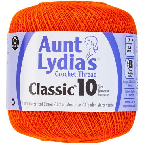 3 Pack Aunt Lydia's Classic Crochet Thread Size 10-Pumpkin 154-431 - 073650907876