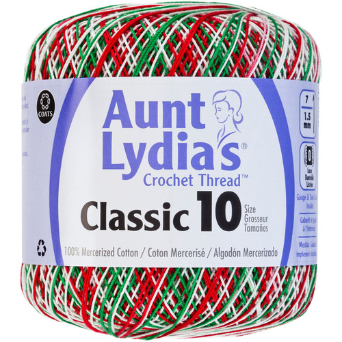 3 Pack Aunt Lydia's Classic Crochet Thread Size 10-Shades Of Christmas 154-453 - 073650907890
