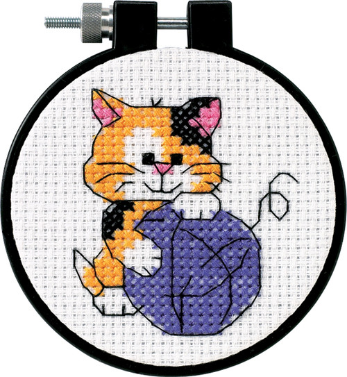 3 Pack - Dimensions Learn-A-Craft Counted Cross Stitch Kit 3" Round-Cute Kitty (11 Count) - 73038 - 088677730383