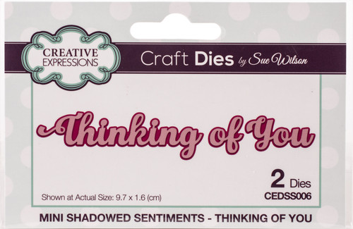 3 Pack Creative Expressions Craft Dies By Sue Wilson-Mini Shadowed Sentiment-Thinking Of You CEDSS006 - 5055305943816