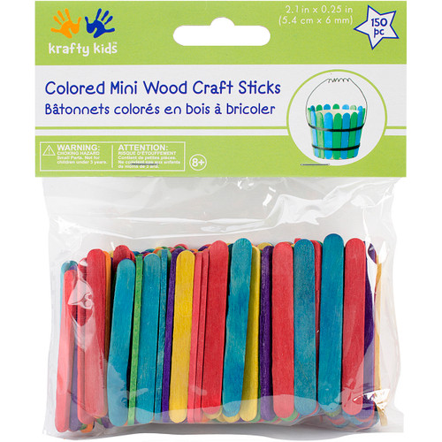 6 Pack Krafty Kids Mini Craft Sticks-Colored 2.125" 150/Pkg CW497 - 775749139044