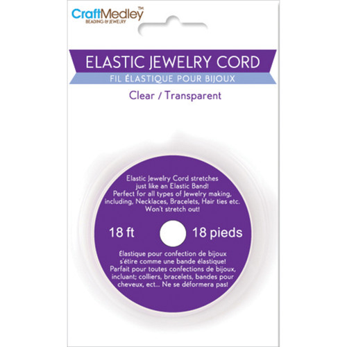 6 Pack Craft Medley Elastic Jewelry Cord .8mmX18'-Clear CC560-B - 775749063035