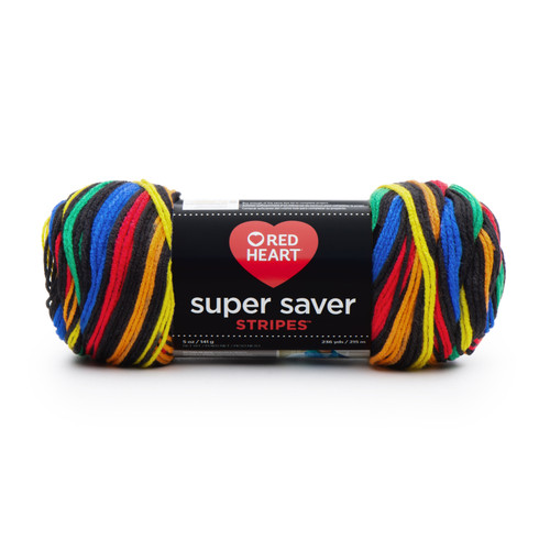 3 Pack - Red Heart Super Saver Yarn-Primary Stripes - E300B-3954 - 073650011801