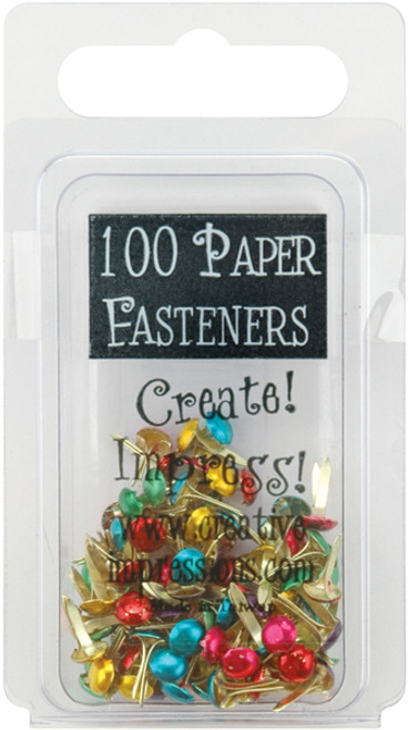 4 Pack Creative Impressions Mini Metal Paper Fasteners 3mm 100/Pkg-Round Metallic CI90193 - 871097001931