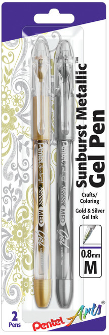 6 Pack Pentel Sunburst Metallic Gel Pens .8mm 2/Pkg-Gold & Silver SBMP - 072512225882