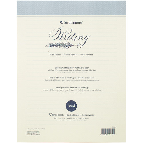 2 Pack Strathmore Writing Pad Lined 8.5"X11"-50 Sheet 24lb Natural White 62572810 - 012017572814