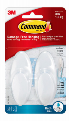4 Pack - Bath Hooks, Medium, 2 Hooks, 2 Water-Resistant Strips/Pack - BATH18-ES - 051141958408