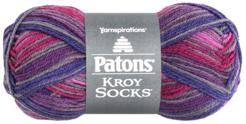 6 Pack - Patons Kroy Socks Yarn-Purple Haze Stripes - 243455-55708 - 057355391512