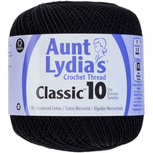 3 Pack - Aunt Lydia's Classic Crochet Thread Size 10-Black - 154-12 - 073650907739
