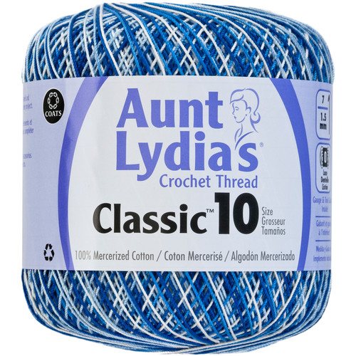 3 Pack Aunt Lydia's Classic Crochet Thread Size 10-Shades Of Blue 154-14 - 073650907746