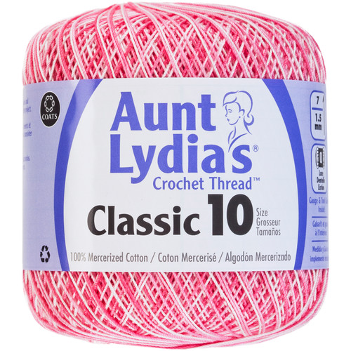 3 Pack Aunt Lydia's Classic Crochet Thread Size 10-Shades Of Pink 154-15 - 073650907753