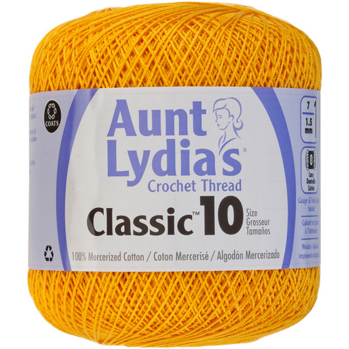 3 Pack Aunt Lydia's Classic Crochet Thread Size 10-Goldenrod 154-421 - 073650907821