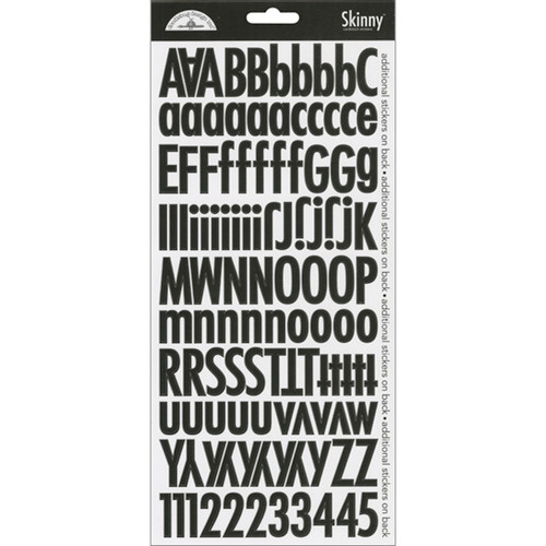 3 Pack - Doodlebug Skinny Cardstock Alpha Stickers 6"x13" 2/Pkg-Beetle Black - SKST-4727 - 842715047273