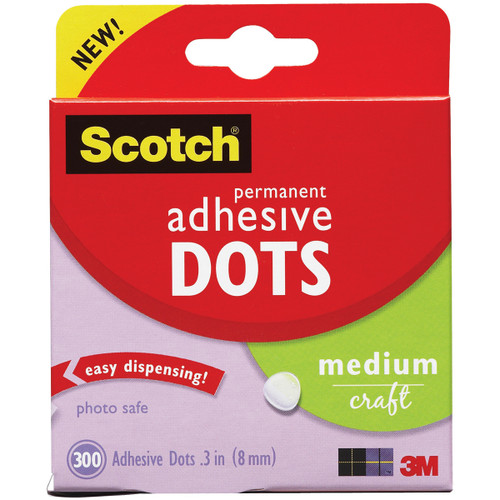 3 Pack Scotch Permanent Adhesive Dots-Medium Craft .3" 300/Pkg 010-3M-300M - 051141920153