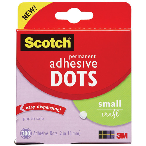 3 Pack Scotch Permanent Adhesive Dots-Small Craft .2" 300/Pkg 010-3M-300S - 051141920160