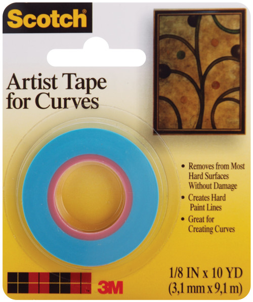 3 Pack Scotch Artist Tape For Curves-.125"X10yd -FA2038 - 051131936133