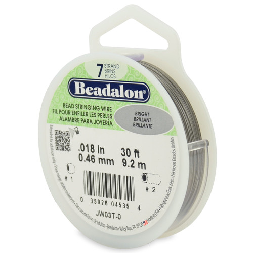 3 Pack Beadalon Stringing Wire 7-Strand .018"X30'-Bright JW03-T-0 - 035926045354