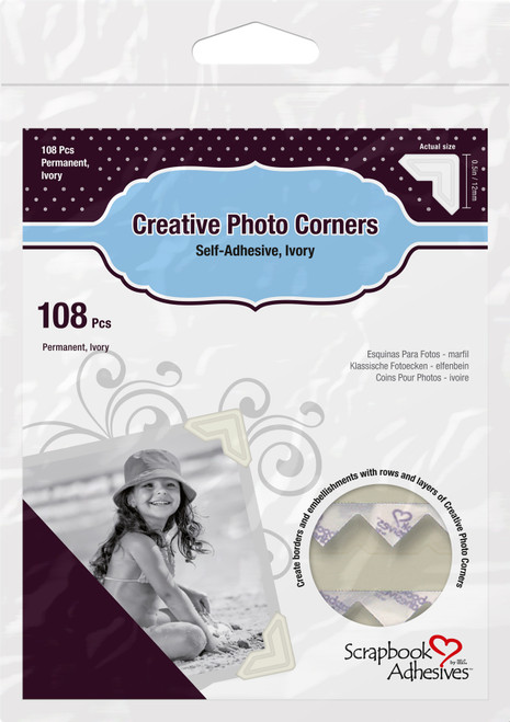 4 Pack - Scrapbook Adhesives Paper Photo Corners Self-Adhesive 108/Pk-Ivory - 3L-PC-1629 - 093616016299