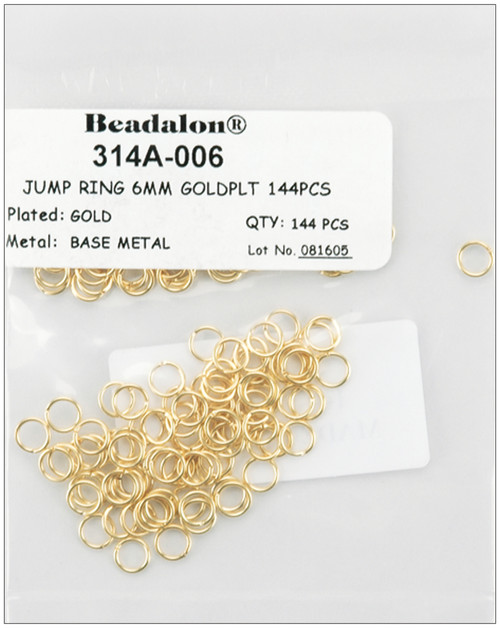 2 Pack Beadalon Jump Rings 6mm 144/Pkg-Gold-Plated 314A-006-144G - 035926053472