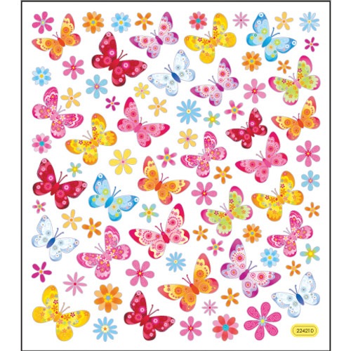 6 Pack - Sticker King Stickers-Butterflies & Flowers - SK129MC-4291 6 Pack - Sticker King Stickers-Butterflies & Flowers - SK129MC-4291