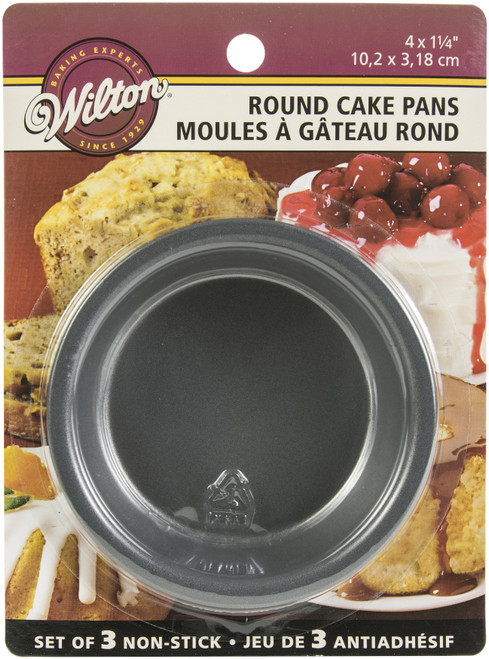 4 Pack Wilton Mini Cake Pans 3/Pkg-Round 4"X1.25" W1829 - 070896518293