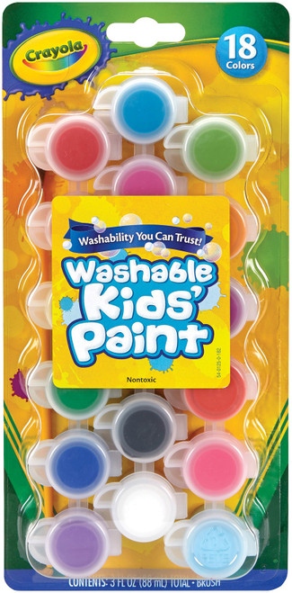 3 Pack Crayola Washable Kid's Paint Pots-18 Colors -54-0125 - 071662003142