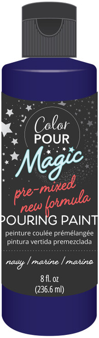 3 Pack American Crafts Color Pour Magic Pre-Mixed Paint 8oz-Navy 357450