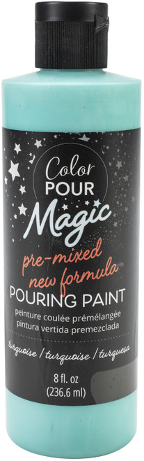 3 Pack American Crafts Color Pour Magic Pre-Mixed Paint 8oz-Turquoise 357375 - 718813573757