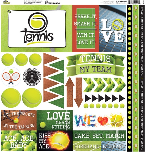 3 Pack - Tennis Cardstock Stickers 12"X12"-Elements - TEN100 - 819442025188