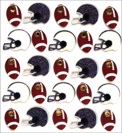 3 Pack Jolee's Cabochon Dimensional Repeat Stickers-Footballs & Helmets E20742 - 015586891607
