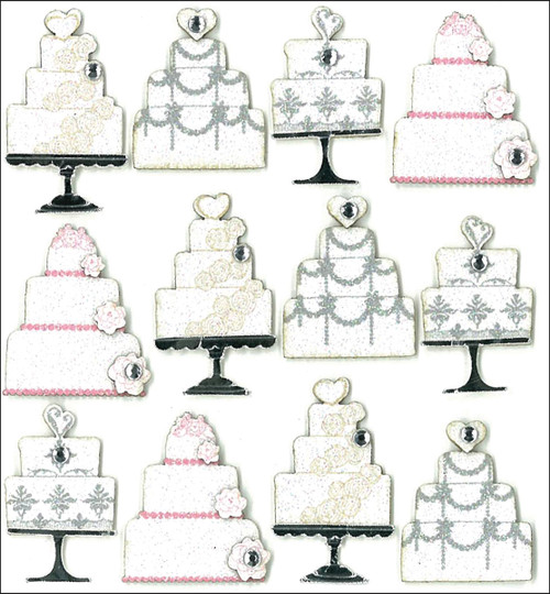 3 Pack Jolee's Cabochon Dimensional Repeat Stickers-Wedding Cakes E20793 - 015586886429