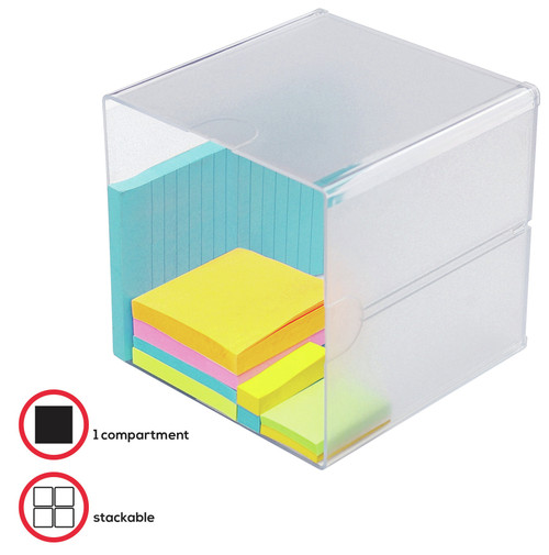 2 Pack Deflecto Stackable Open Cube Storage Organizer-6"X6"X6" Clear 350401CR